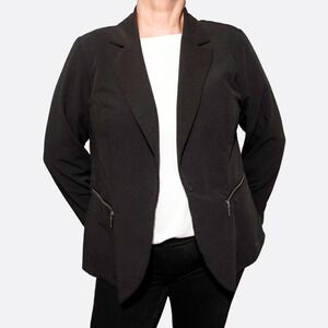 Torrid‎ Black One Button Zipper Pocket Blazer Jacket Size 1X Office Work